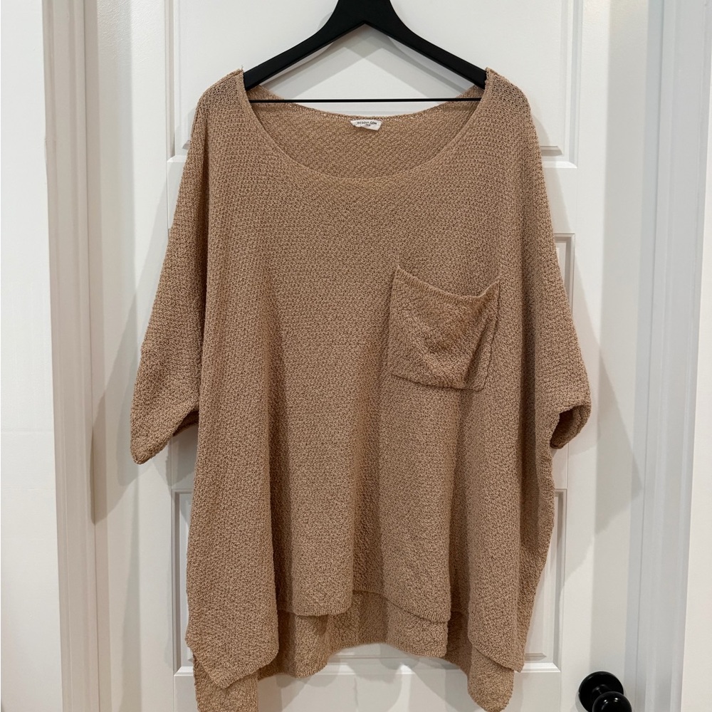 Chic Soul - tan Short Sleeve Blouse 3x